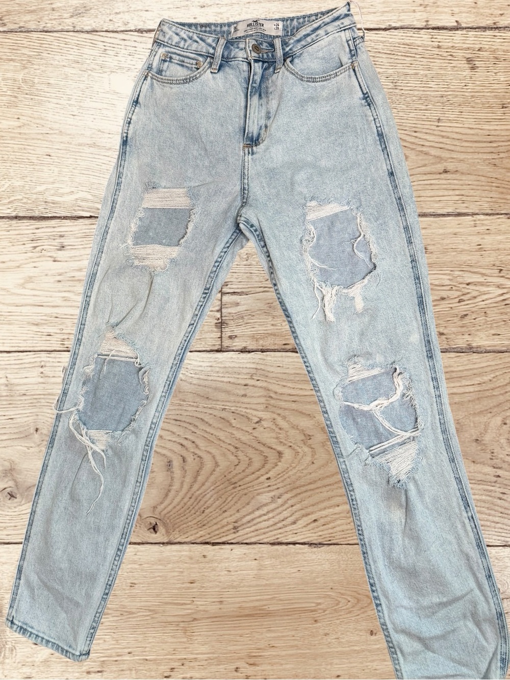 Hollister Light Blue Distressed Boyfriend Jeans